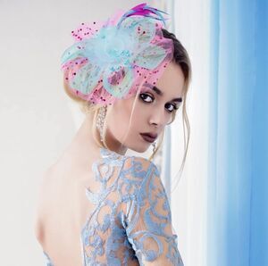 Pink/Blue Feather Mesh Fascinator Hat Clip/Band Wedding Tea Cocktail Party